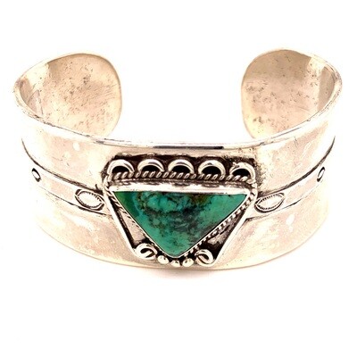 Vintage Stamped Green Turquoise Cuff Bracelet