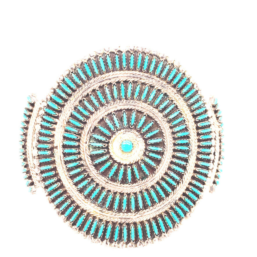 Zuni Needlepoint Turquoise Cuff Bracelet