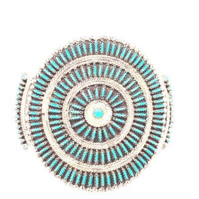 Zuni Needlepoint Turquoise Cuff Bracelet