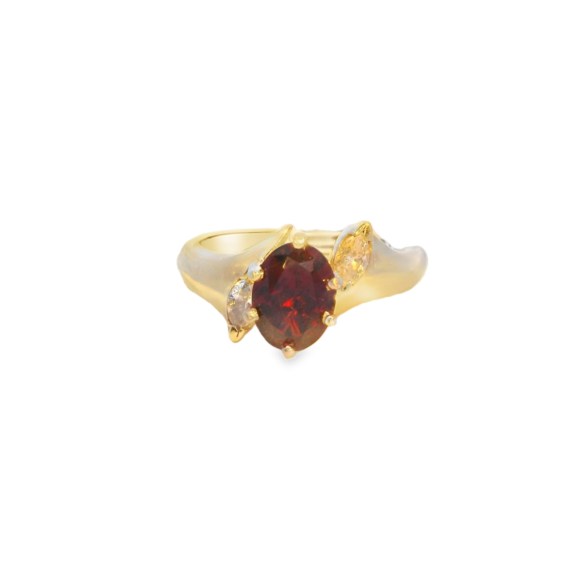 14ky Rhodolite Garnet and Diamond 5.53g