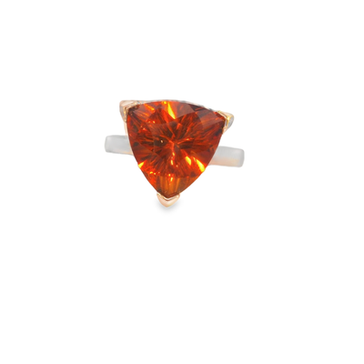 5ct Ray Miller Cut Citrine Ring SS 4.74gm  | Custom Gemstone Jewelry by David Porter Jewelry