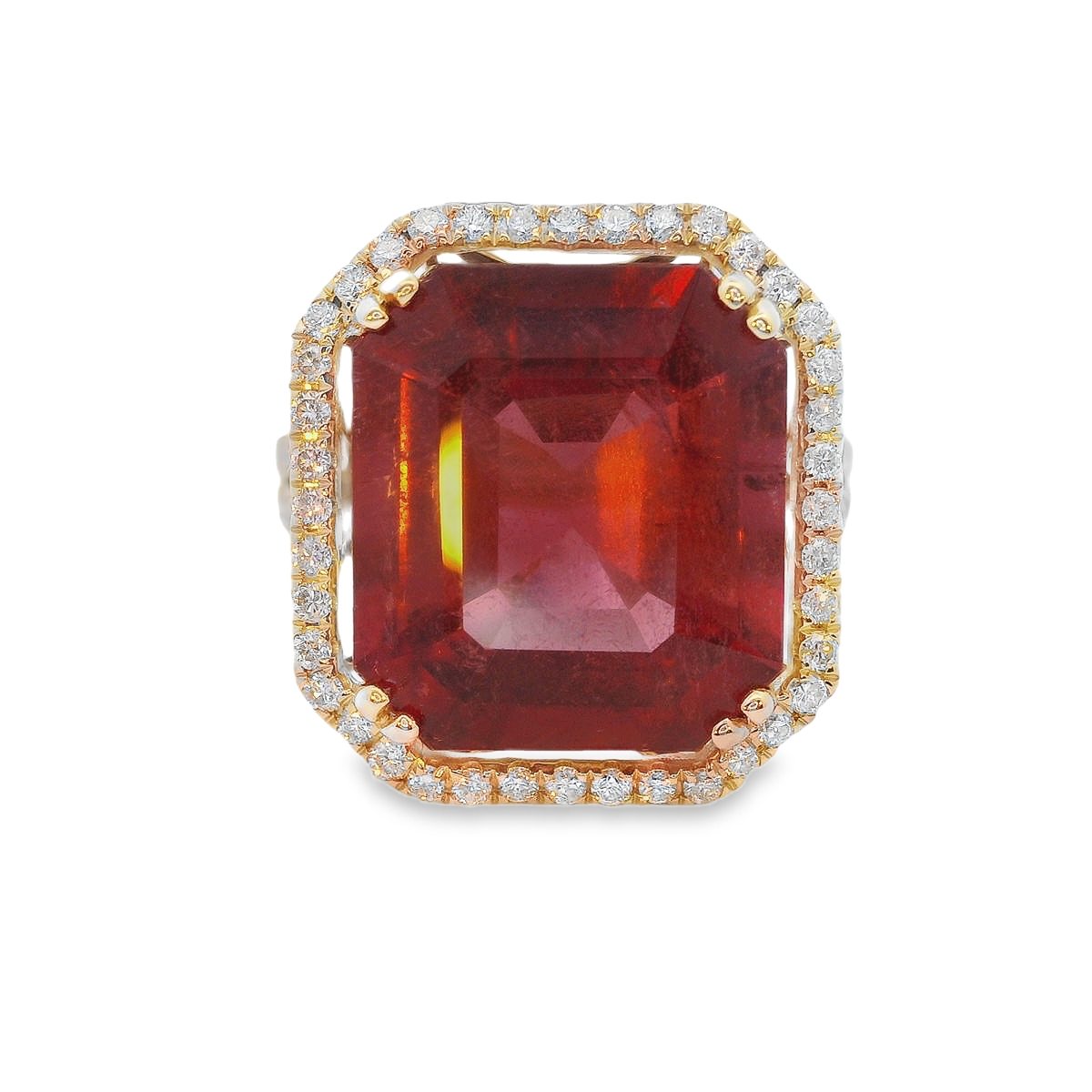 11.01ct Rubelite 0.75ct Diamond 6.96gm 14k