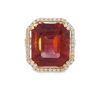 11.01ct Rubelite 0.75ct Diamond 6.96gm 14k