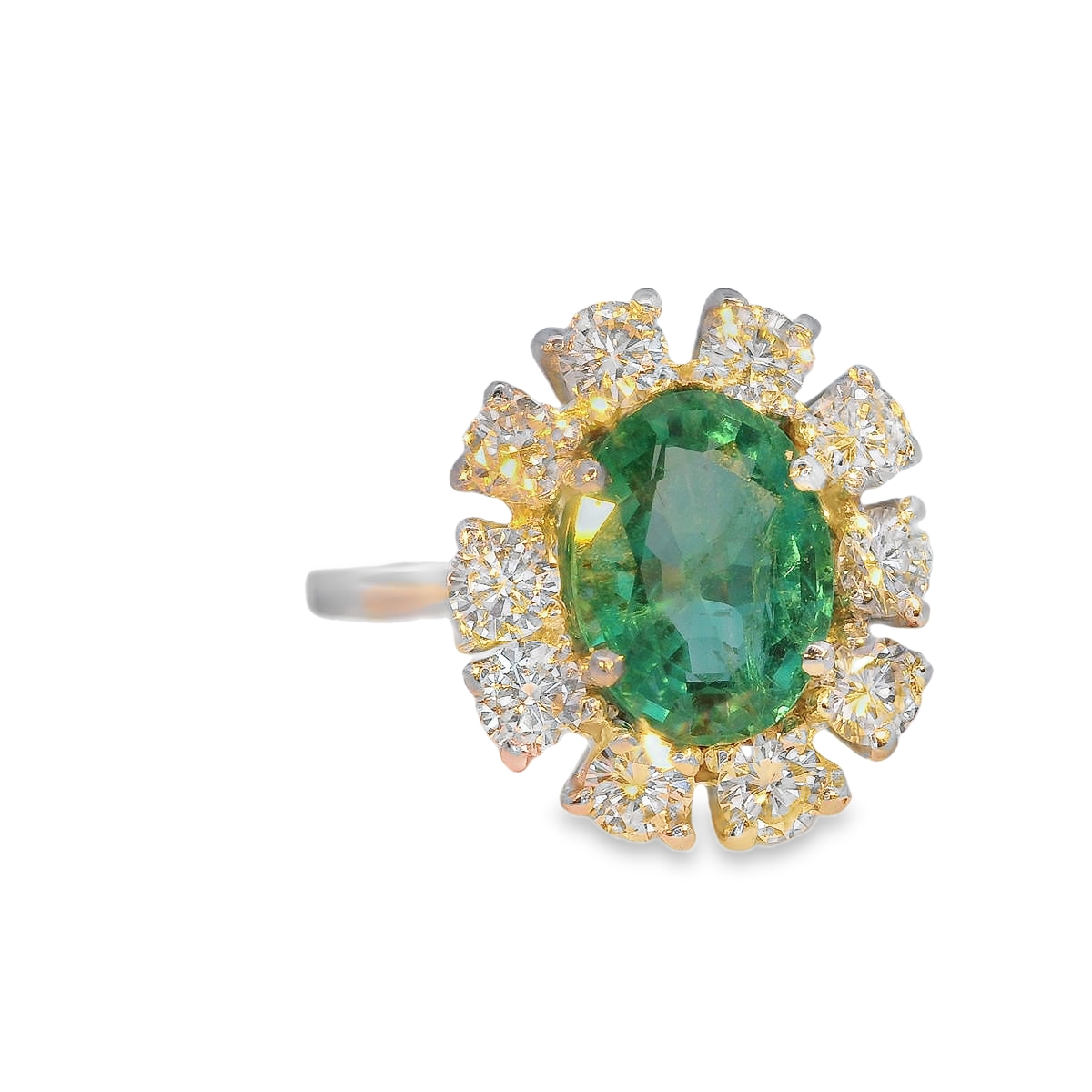 ​2ct Emerald 1ct Diamond Platinum​ Ring