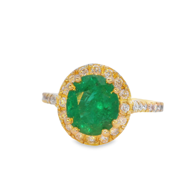 Panjshir Emerald and Diamond 14k Ring