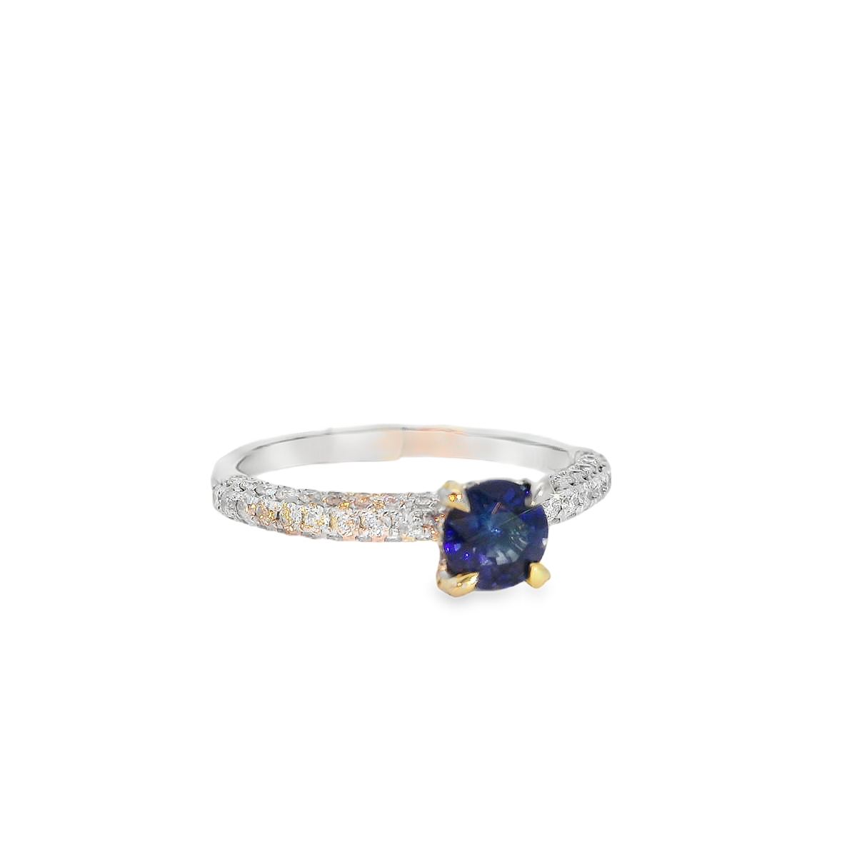 Blue Sapphire Diamond White Gold Ring