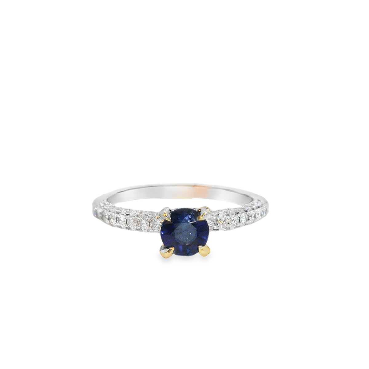 Blue Sapphire Diamond White Gold Ring
