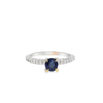 Blue Sapphire Diamond White Gold Ring
