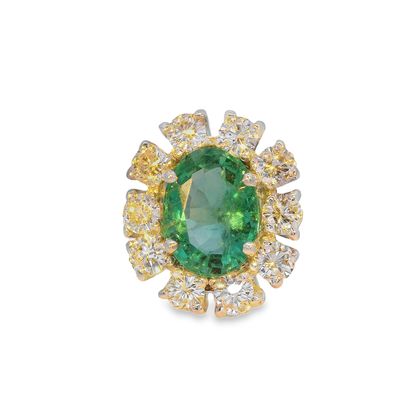 ​2ct Emerald 1ct Diamond Platinum​ Ring