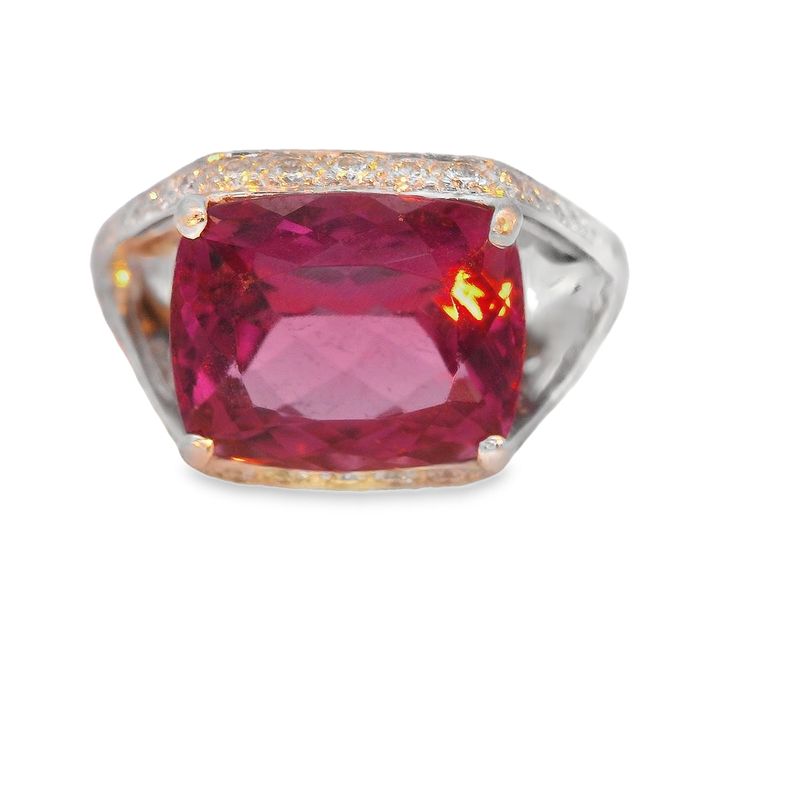 5.18ct Rubellite & Diamond 1/2ct 9.31g 18KW Ring