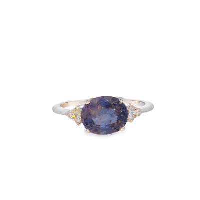 Oval Ceylon Sapphire & Diamond Ring