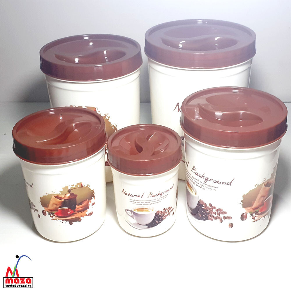 Plastic Storage Container Round Shape  Big to Small  5 pieces Set