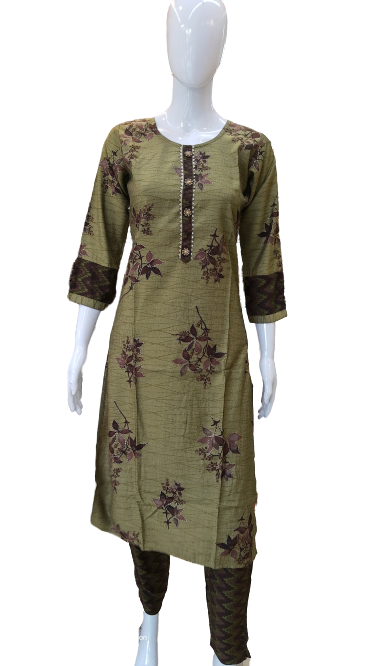Mehndi green kurti with pant set