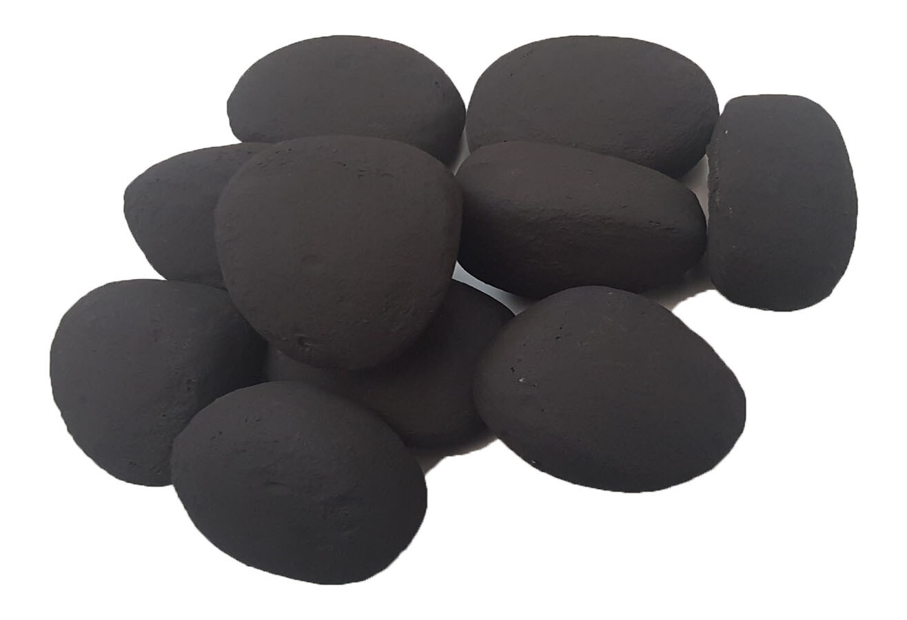 10 Black Gas Fire Pebbles. High Quality Ceramic. For Gas Fires, Fire Pits, Ethanol Burners