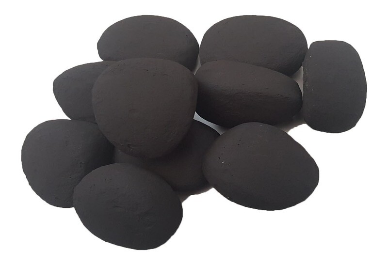 20 Black Gas Fire Pebbles. High Quality Ceramic. For Gas Fires, Fire Pits, Ethanol Burners