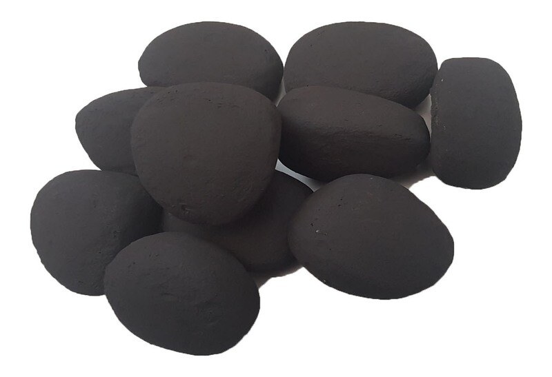 30 Black Gas Fire Pebbles. High Quality Ceramic. For Gas Fires, Fire Pits, Ethanol Burners