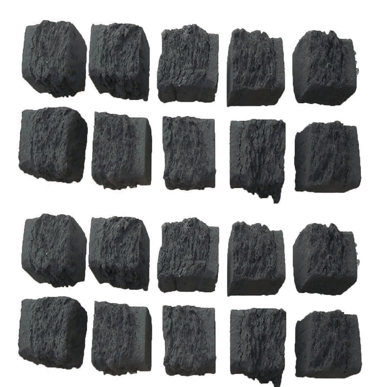 20 Small Square Gas Fire Coals. Ceramic Replacements For Gas Fires, Fire Pits (3.5cm)