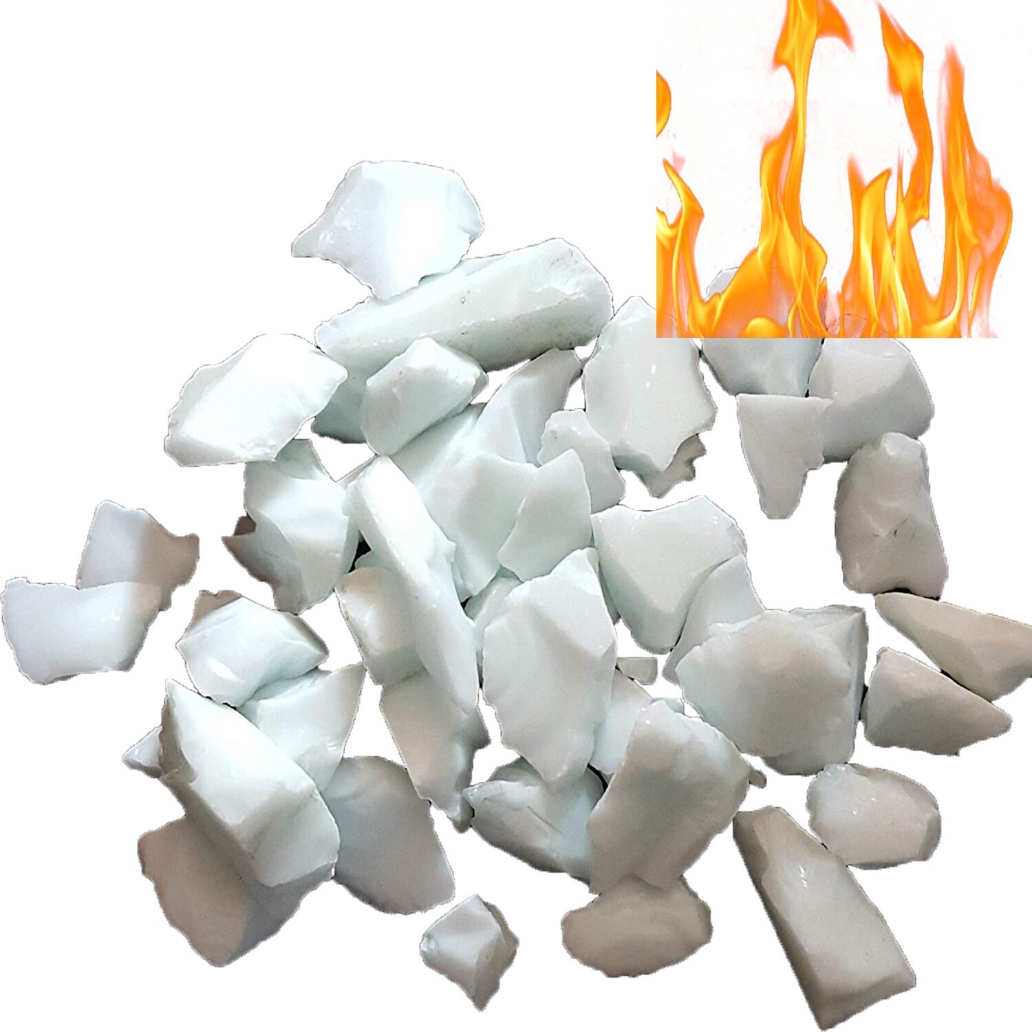 White Fire Glass 1kg - For Fire Pits, Gas Fires And Ethanol Burners. Sparkling Heat Resistant Glass