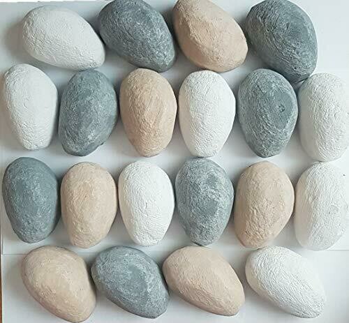 20 Mixed Gas Fire Pebbles. White, Grey and Beige. Made in UK. Suitable for Gas/LPG/Living Flame Fires