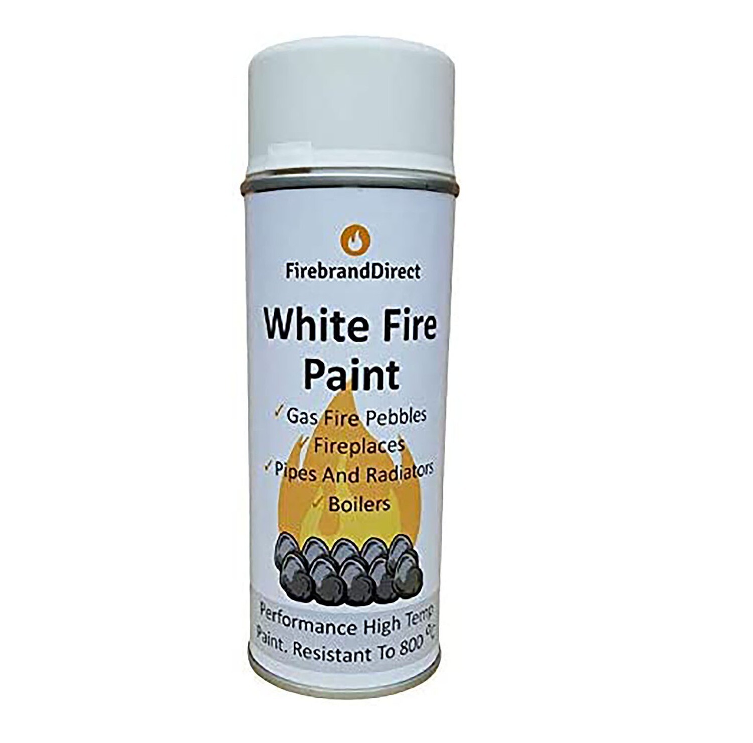 White Fire Paint For Gas Fire Coals Fireplaces Fire Pits Bbqs 400ml Heat Resistant To 800c