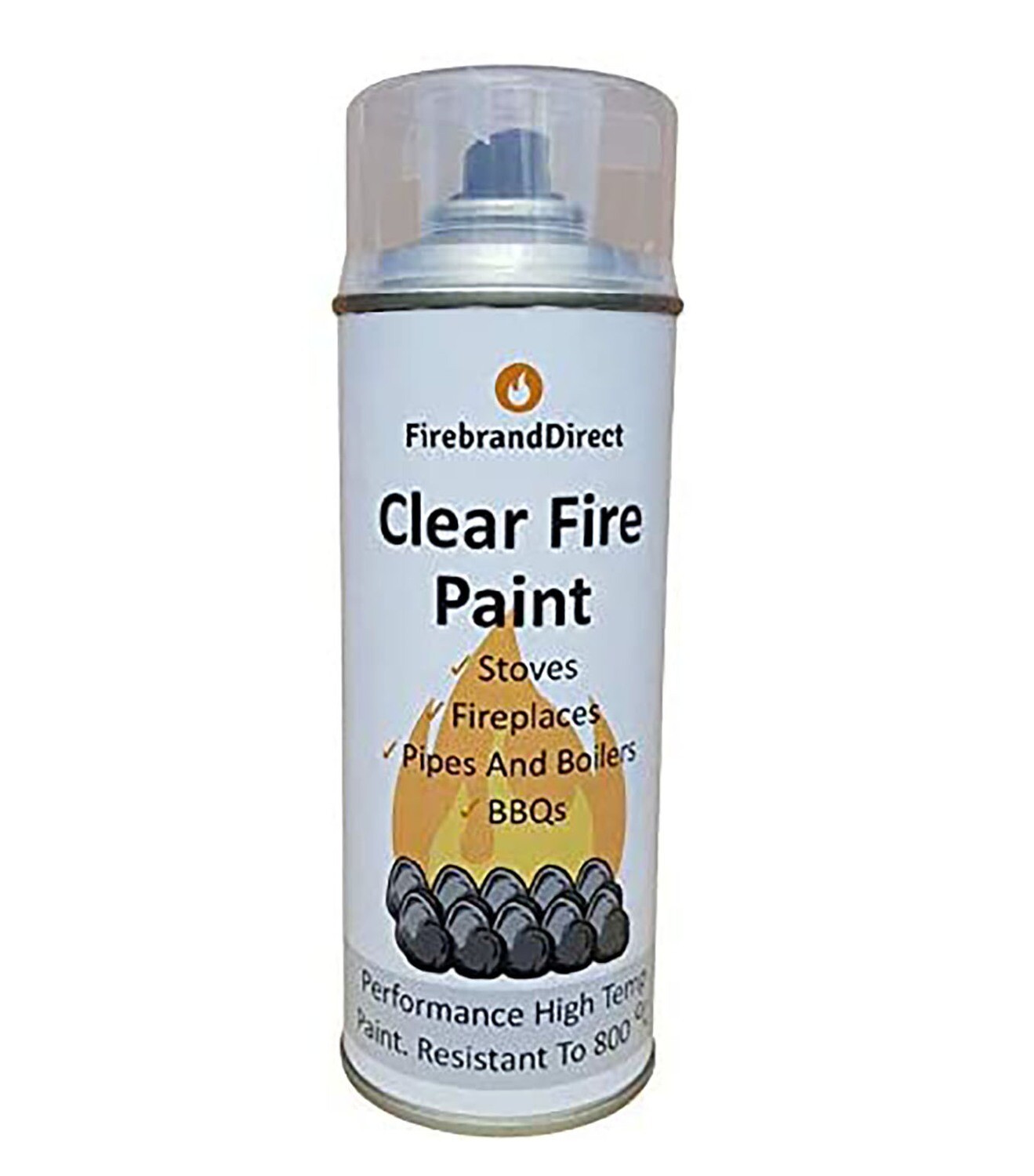 Clear Fire Paint. For Gas Fire Coals, Fireplaces, Fire Pits, BBQs. 400ml, Heat  Resistant to 800C