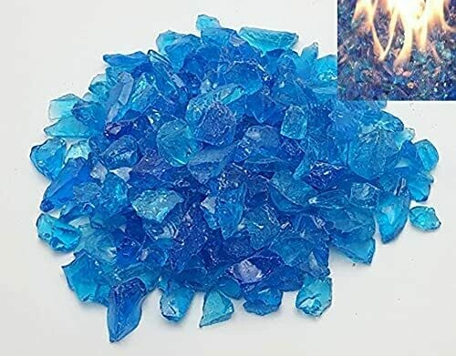 Blue Fire Glass 1kg - For Fire Pits, Gas Fires And Ethanol Burners. Sparkling Heat Resistant Glass
