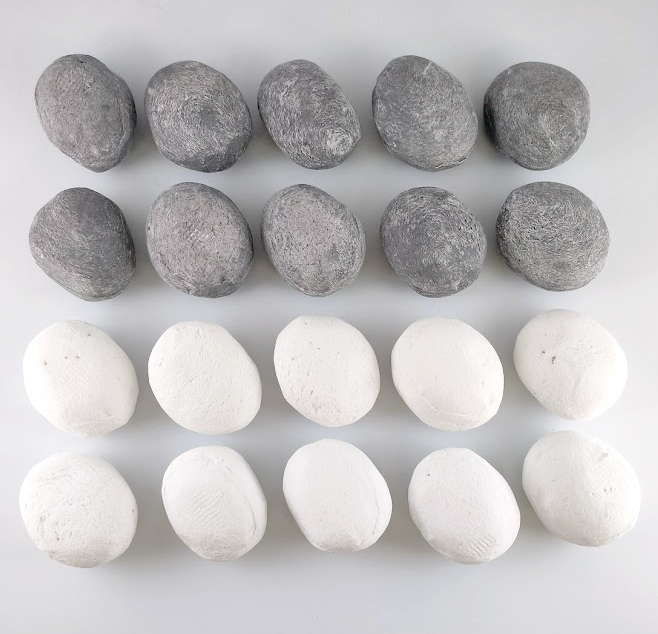 30 GREY GAS FIRE REPLACEMENT PEBBLES COALS STONES 60MM LIVING FLAME MADE IN UK 