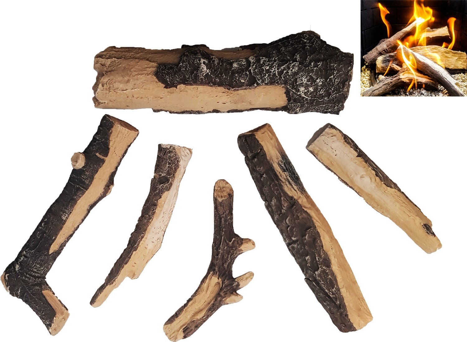 6 Ceramic Logs For Gas Fire Fire Pit - Firebrand Direct
