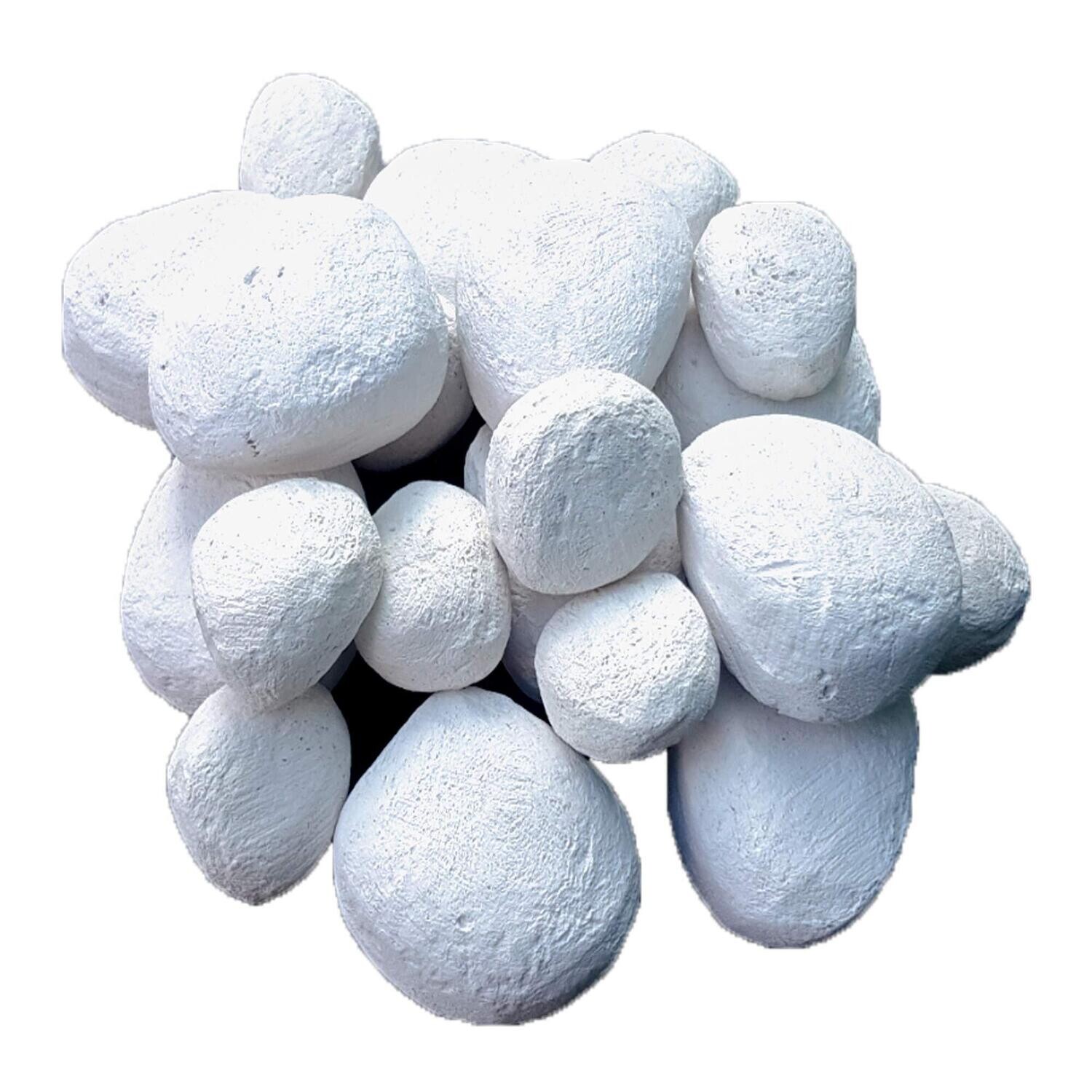 20 Gas Fire Replacement Pebbles Small And Large Mix, White