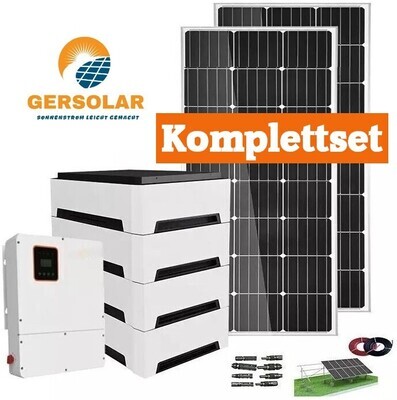5 kw Hybrid Solaranlage Komplettset 3-Phasig + 5 kWh Lithiumspeicher + Komplettes Montagesystem.