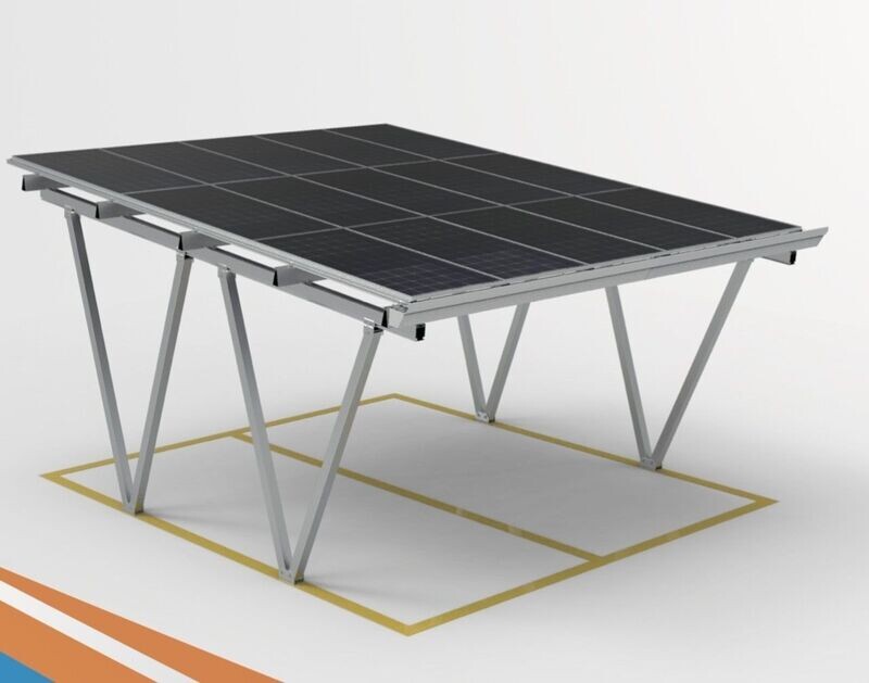 Carport-Solardach-Komplettset: 6,450 kW Hybrid-Solaranlage mit dreiphasigem Netz-Wechselrichter und Glas-Glas Full-Black-Module