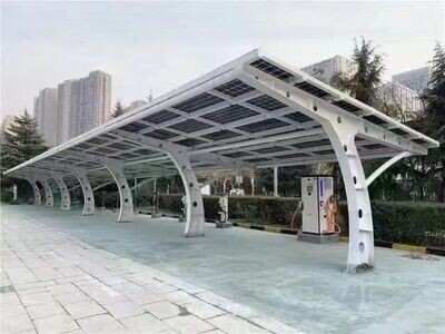 1.29 Megawatt Photovoltaik-Parkplatzüberdachung, PV-Anlage für Parkplätze + 384 kWh Hochvolt-Speichersystem, Montagesystem