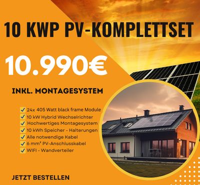 10 kW PV-Anlage , Powerwall 51.2V 100Ah 5,12 kWh, Ja Solar Module + Montagesystem
