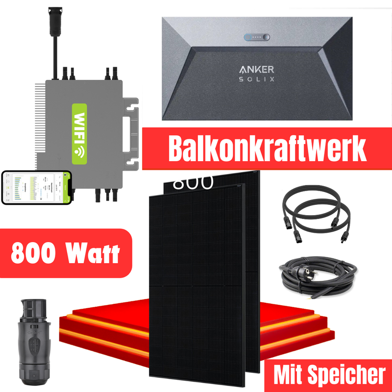 800 Watt Balkonkraftwerkset + AKKU 800 Watt Balkonkraftwerkset + AKKU
