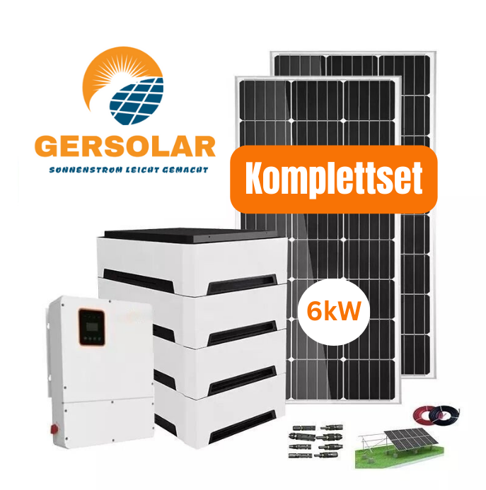 6000 Watt / 6kW Photovoltaik-Komplettanlage, 5 kWh Speicherkapazität – Hybrid inklusive komplettem Montagesystem