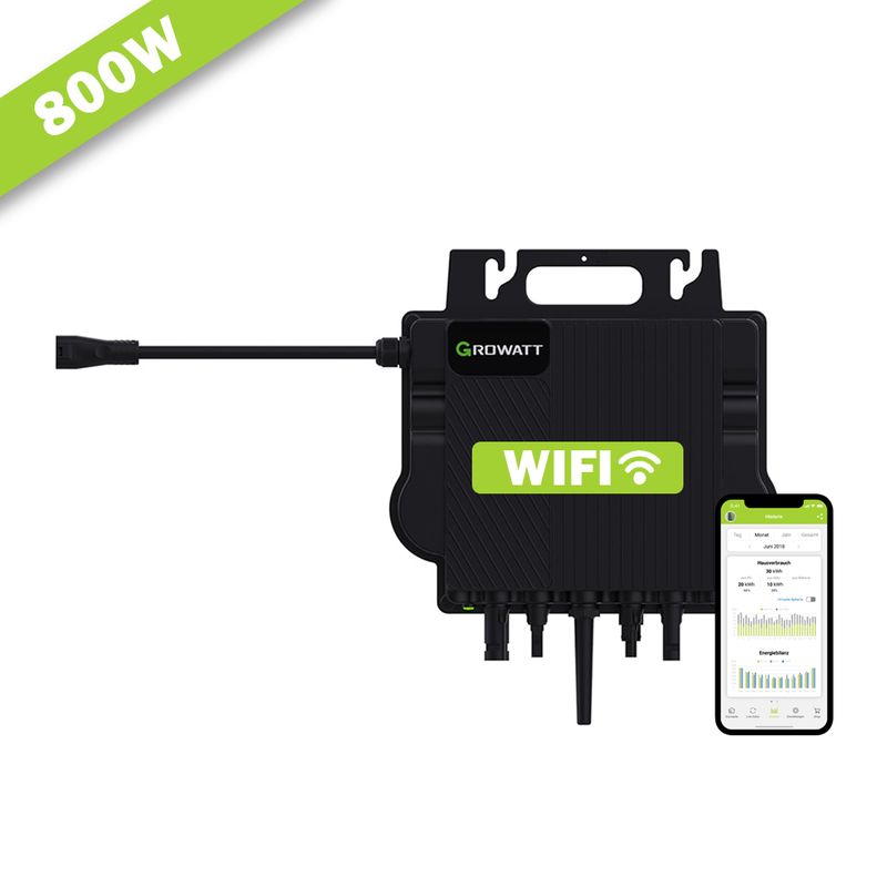 860 Watt Growatt Balkonkraftwerk-Set mit 800W Wechselrichter & Full-Black Glasmodule