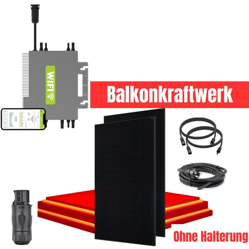 860 Watt Growatt Balkonkraftwerk-Set mit 800W Wechselrichter & Full-Black Glasmodule 860 Watt Growatt Balkonkraftwerk-Set mit 800W Wechselrichter & Full-Black Glasmodule