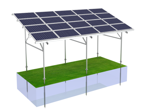 2-Megawatt PV-Freiflächenanlage für Freiflächen und Hallen , Flexibles Montagesystem