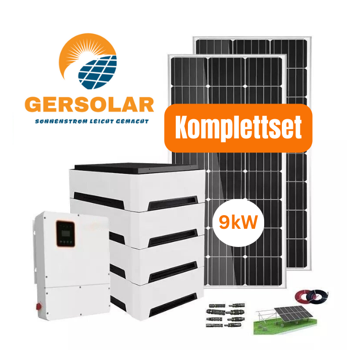9kWp Photovoltaik Komplettanlage  3-phasig , 9000 Watt Hybrid-Solaranlage Komplettset , 10 kWh Lithiumspeicher + Montagesystem