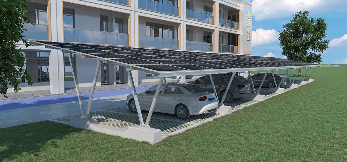 Carport-Solardach Komplettset: 8 kW Hybrid-Solaranlage mit 3-phasigem Netz-Wechselrichter, 10 kWh Lithiumspeicher und elegante Glas-Glas Full Black Module