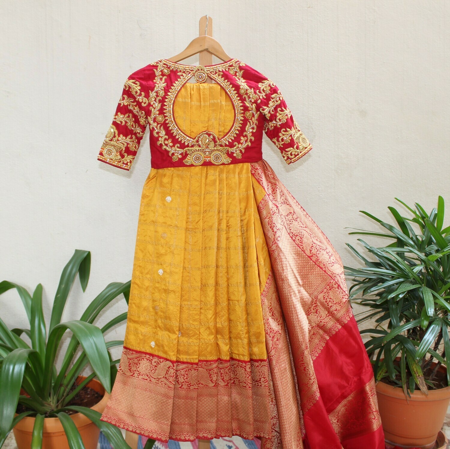 Yellow Banarasi Pure Silk Saree with Grand Chariot Designed Blouse