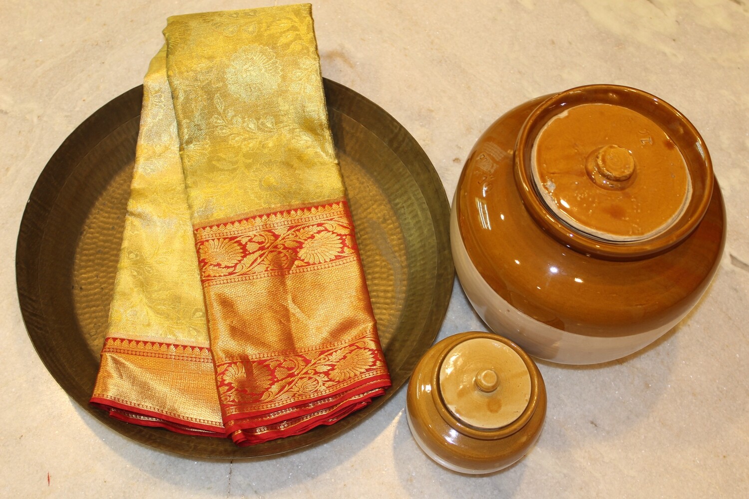 Kalyanam Gold and Red Pure Kanjivaram Saree with Rich Gold-Silver Zari Weaving and Grand Pallu