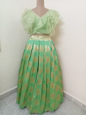 Banaras Long Skirt - Layered Crop Top