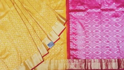 Yellow kanchi with gold zari border