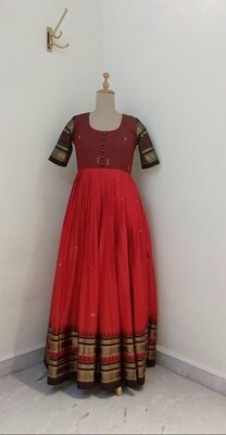 Sindhoor Red and Maroon Silk Gown