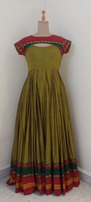 Green Narayanpet long Gown