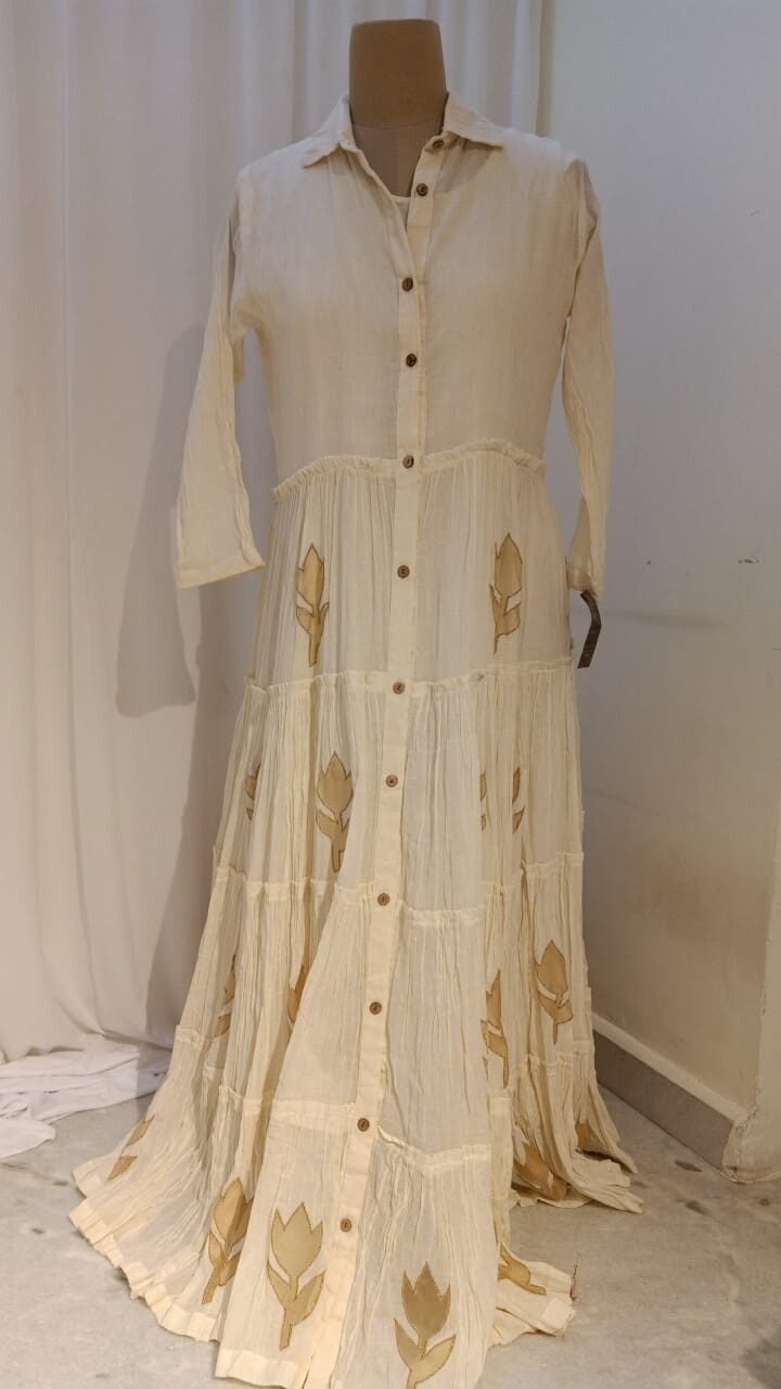 Off-White Tissue Applique Long Gown