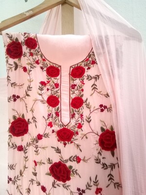 salmon Georgette shiffon dress 