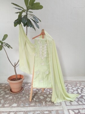 Mint green cotton silk dress 