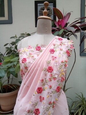 Blush pink sequence Georgette saree